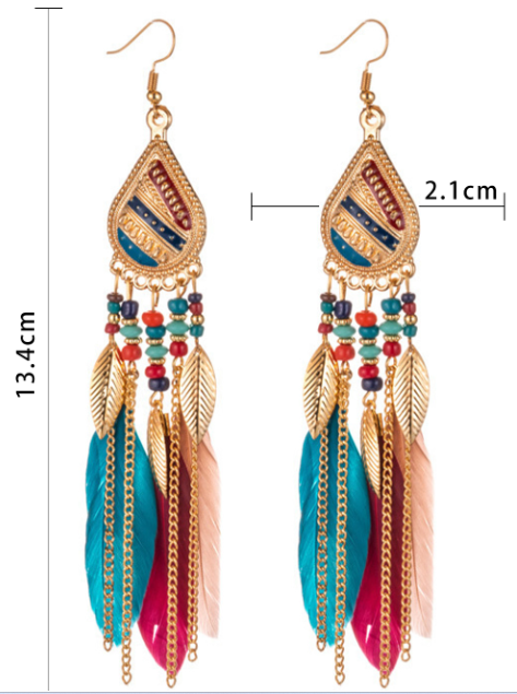 Feathered Tassel Hook Earrings