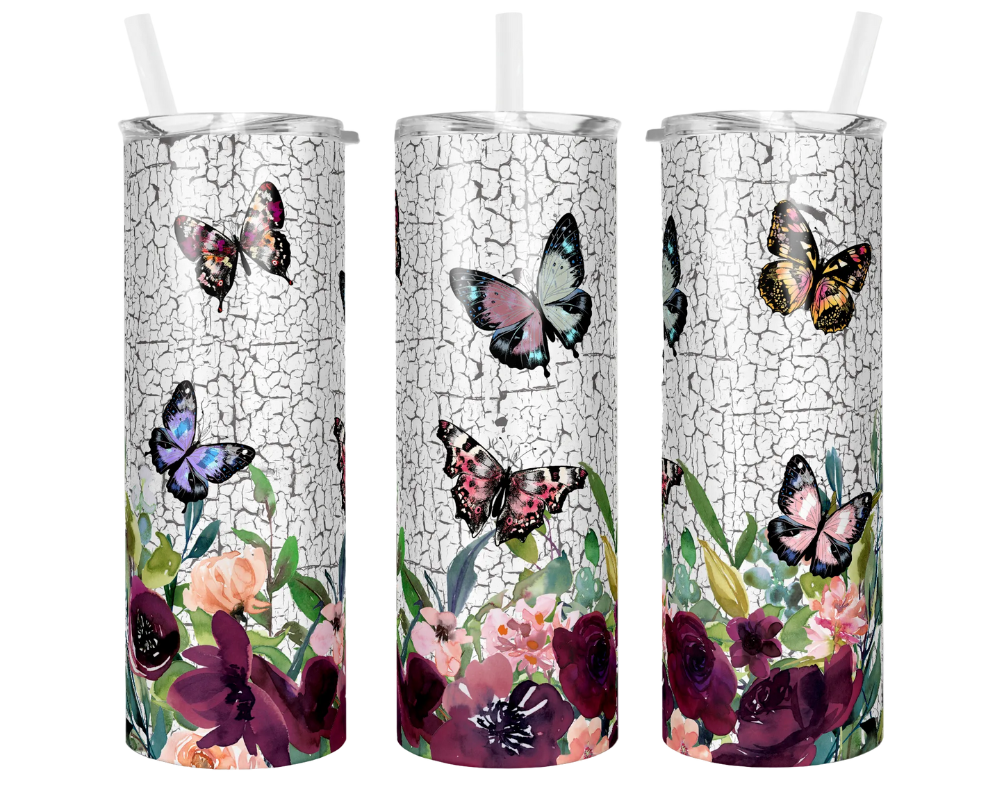 Distressed Butterfly Tumbler