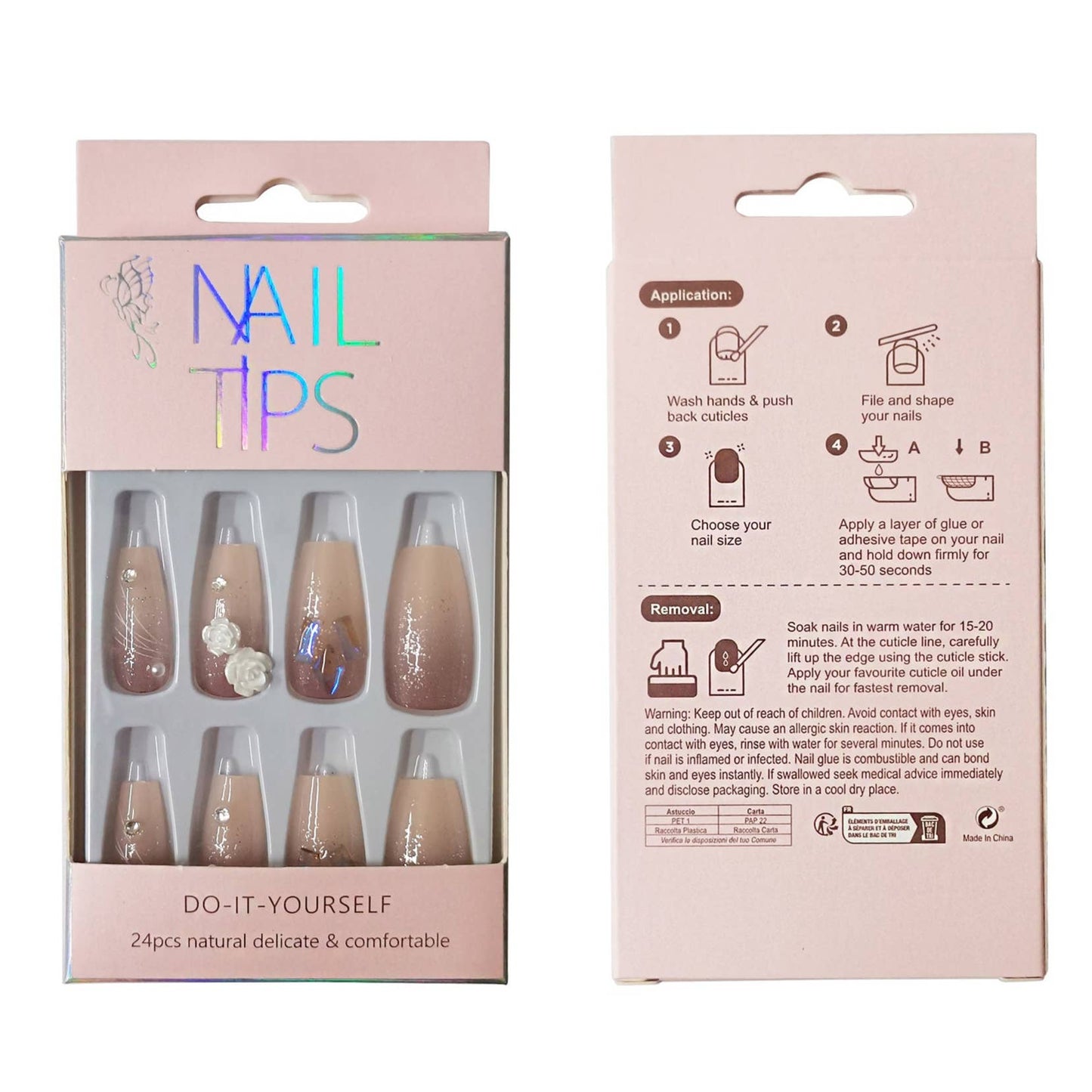 Flower Charm Ballerina Fake Nail
