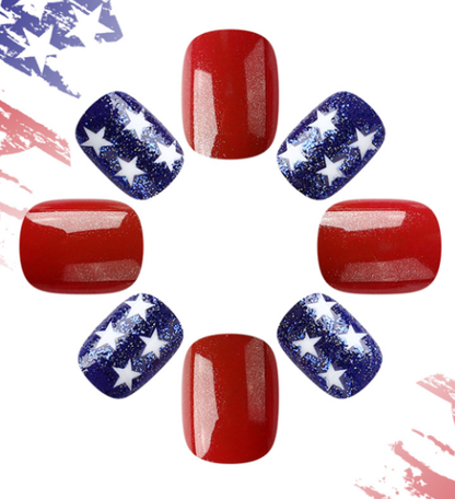 American Flag Short Square Nail Stickers