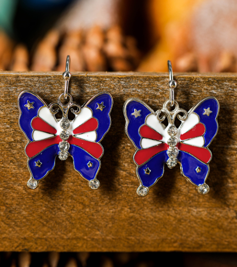 Stars and Stripes Butterfly Earrings