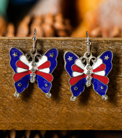 Stars and Stripes Butterfly Earrings