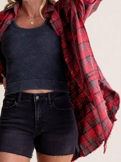 Plaid shirt oversized Long Shacket