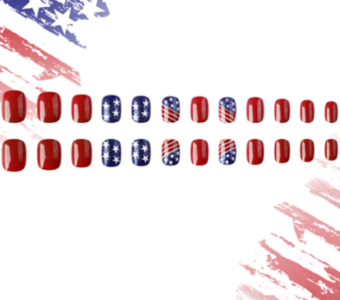 American Flag Short Square Nail Stickers