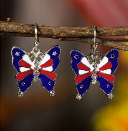 Stars and Stripes Butterfly Earrings