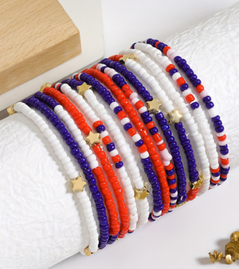 American Flag Star Beaded Multi Layer Bracelets 1pc
