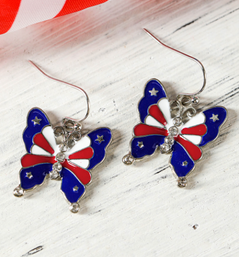 Stars and Stripes Butterfly Earrings
