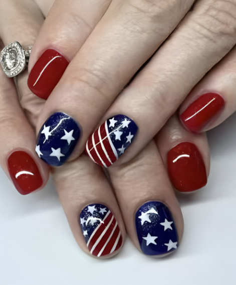 American Flag Short Square Nail Stickers