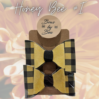 Honey Bee Hairbows 2pk